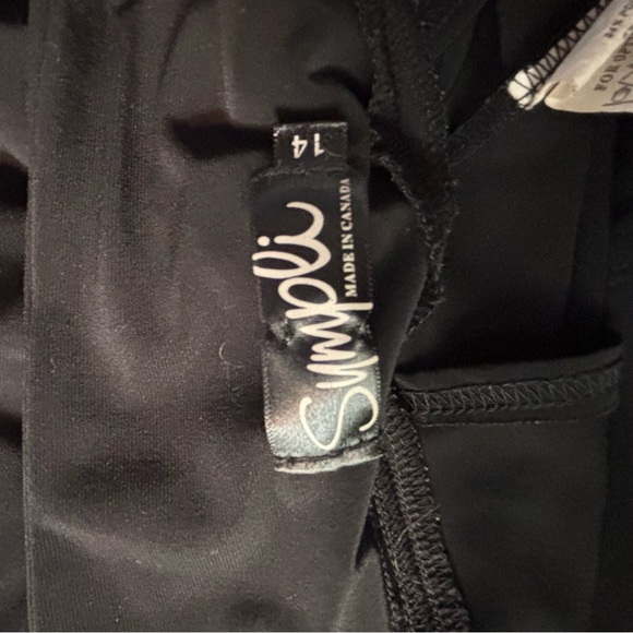 SYMPLI Sz 14 Overlay Asymmetrical Black Wide Leg Pull On Elastic Waist Pants - Picture 6 of 8